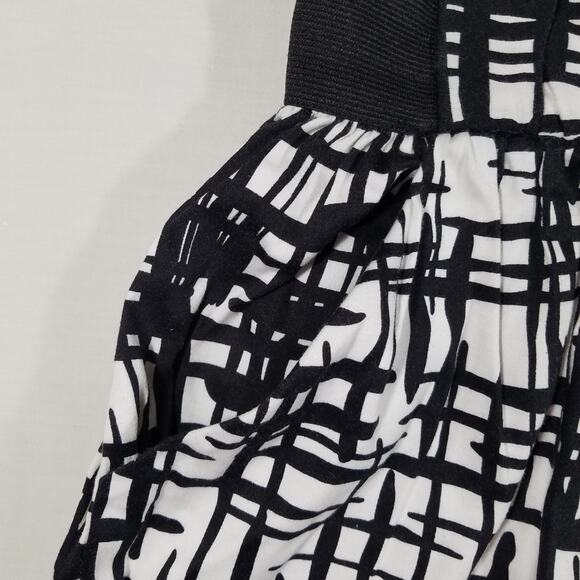 Vintage Mini Skirt Size XS Black/White Cotton Juniors/Big Girls Elastic Pockets - Picture 3 of 8